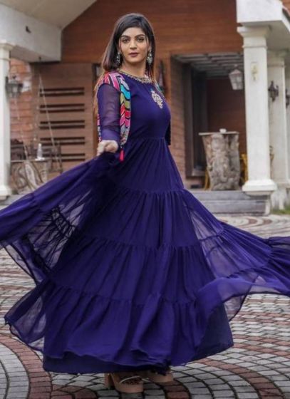 Fashionable New Navy Blue Anarkali Gown