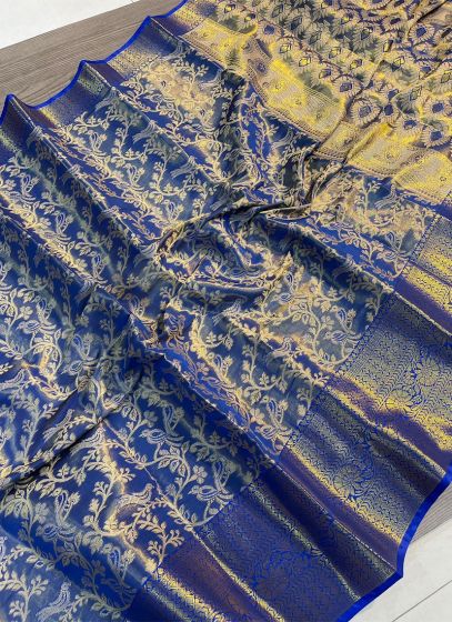 Wedding Wear Blue Color Kanjivaram Silk Saree
