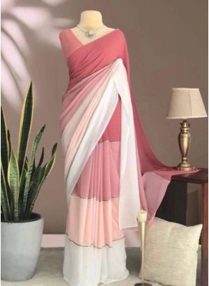 Latest Bollywood Style Pink Multi Colour Saree