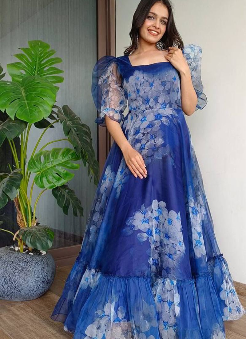 Buy online Blue Embroidered Anarkali Ethnic Dress from ethnic wear for  Women by Fashion Basket for ₹839 at 77% off | 2024 Limeroad.com