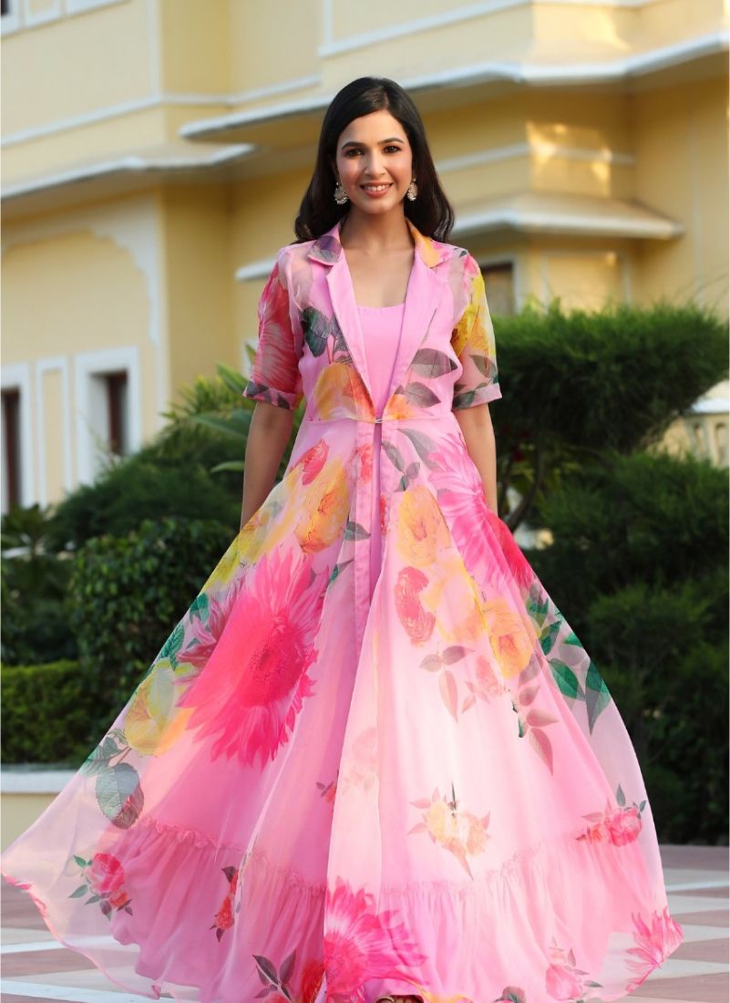 Butter silk gown with koti - Evilato