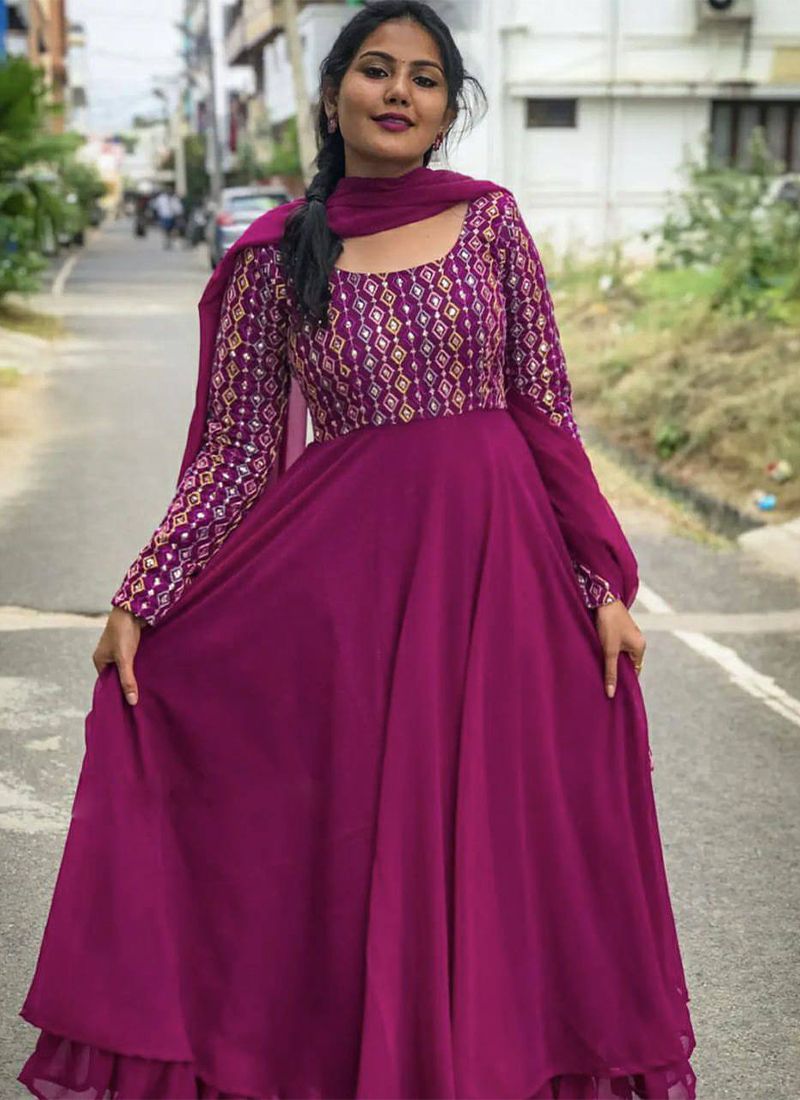 Anarkali Gown Havy Gergote Gown For Women Us For Casual,Party Function :  Amazon.in: Clothing & Accessories