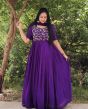 Purple Colour Designer Faux Georgette Gown With Dupatta