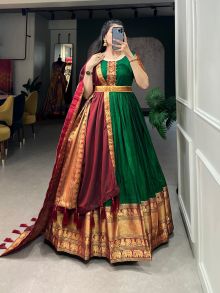 Attractive Green Traditional Floor Length Gown For Sangeet Function