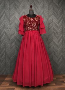 Attractive Maroon Anarkali Style Gown