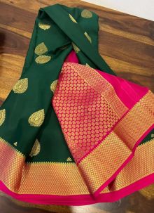Awesome Green Contrast Border Saree