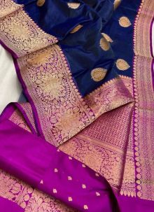 Blue Festive Wear Lichi Silk Traditional Paithani Saree