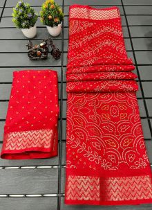 Charming Festive Wear Red Saree For Women