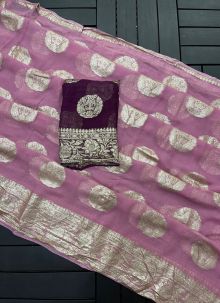 Charming Purple Viscose Georgette Weaving Saree