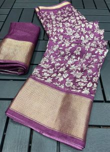 Dola Silk Lavender Color Casual Wear Saree