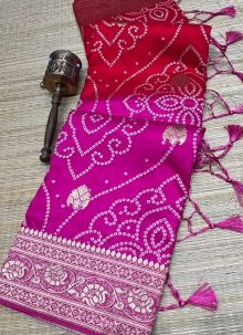 Dola Silk Rani Bandhej Festive Wear Saree