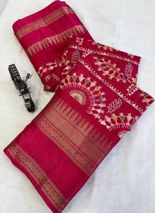 Dola Silk Rani Color Festive Wear Latest Saree