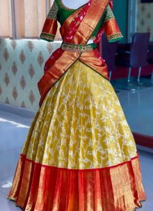 Elegant Yellow Silk Latest Designer Kanjivaram Lehenga Choli