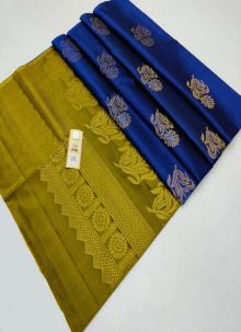 Fashionable Weaving Silk Saree In Blue