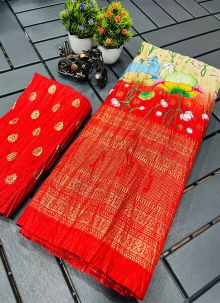 Festive Wear Red Dola Silk Saree