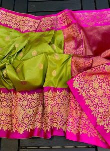 Fluorescent Green Lovely Lichi Silk Paithani Saree