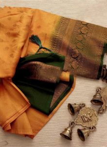 Glamorous Mustard Yellow Soft Silk Traditional Kubera Pattu Saree