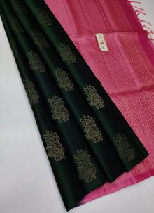 Green Borderless Kanjivaram Weaving Soft Silk Saree