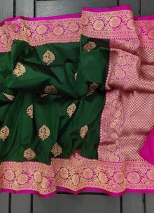 Green Elegant Lichi Silk Traditional Paithani Saree