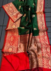 Green Exquisite Lichi Silk Traditional Paithani Saree