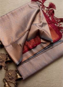 Grey Weaving Work Soft Silk Saree