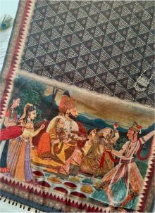 Kalamkari Digital Printed Linen Multi Color Latest Indian Saree