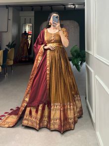 Latest Brown Traditional Floor Length Gown For Wedding