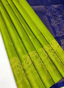 Latest Fluorescent Green Soft Lichi Silk Saree