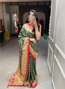 Latest Green Dola Silk Designer Saree With Blouse