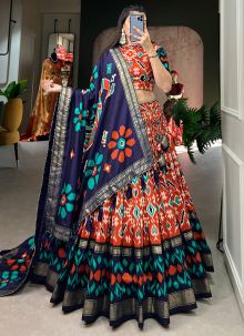 Latest Tussar Silk Multi Color Bandhej Lehenga Choli