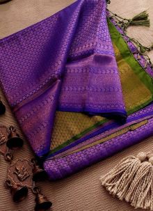 Lovely Blue Soft Silk Weaving Kubera Pattu Saree