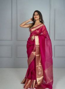 Magenta Pure Soft Oranza With Antique Real Zari And Rich Pallu Women Party Wear Kuber Pattu Saree