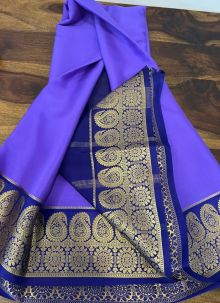 Mysore Silk Bluish Purple Fantastic Contrast Border Saree