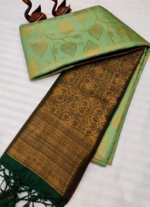 Newly Fluorescent Green Soft Silk Weaving Work Saree