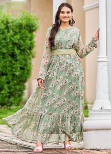 Printed Georgette Multi Color Latest Gown