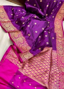 Purple Attractive Lichi Silk Paithani Saree