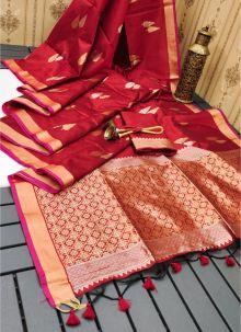 Red Mysore Silk New Indian Saree