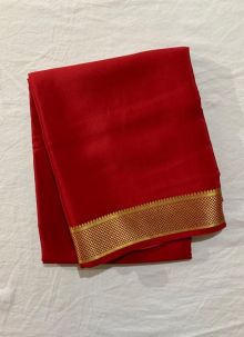 Red Plain Mysore Silk Trendy Saree