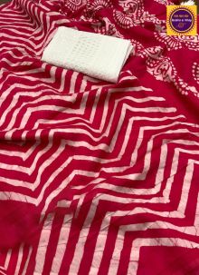 Red Pure Cotton Hand Block Printed Saree