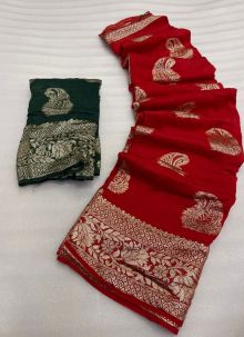 Stunning Classic Red Silk Saree