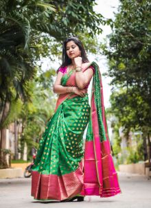 Stunning Green Kanjivaram Silk Saree