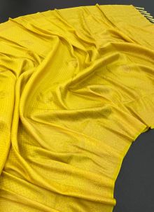 Stunning Look Beautiful Yellow Color Kubera Pattu Latest Saree Design