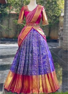 Stunning Purple Silk Latest Designer Kanjivaram Lehenga Choli