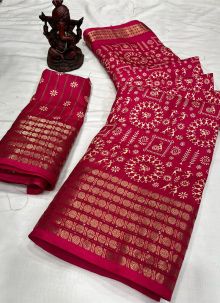 Traditional Festive Wear Dola Silk Rani Saree