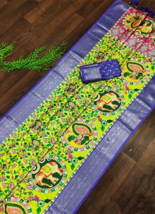 Traditional Green Silk Festive Wear Saree
