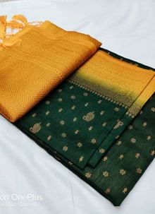 Traditional Wear Green Soft Silk Zari Weaving Work Kubera Pattu Saree