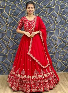 Trending Designer Red Colour Gown With Dupatta
