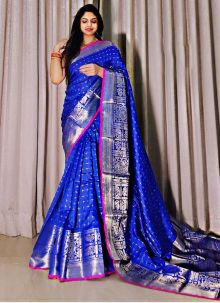 Wedding Wear Blue Color Silk Saree