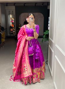 Wedding Wear Purple Paithani Silk Lehenga