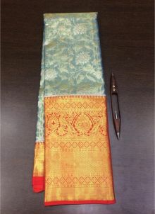 Wedding Wear Sage Color Pure Soft Tissue Banarasi Silk Most Demanded Saree